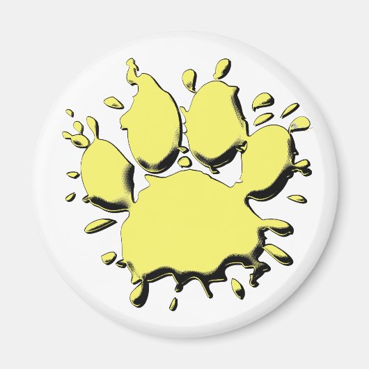 Gold Splatter Dog Paw-tekening Magneet (Voorkant)