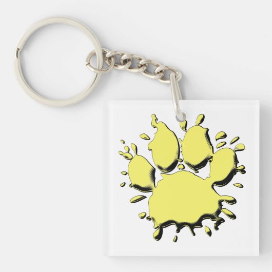 Gold Splatter Dog Paw-tekening Sleutelhanger (voorkant)