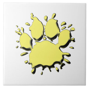 Gold Splatter Dog Paw-tekening Tegeltje