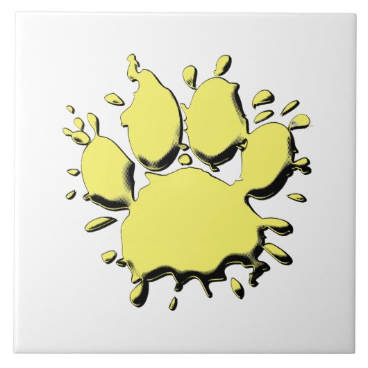 Gold Splatter Dog Paw-tekening Tegeltje (Voorkant)