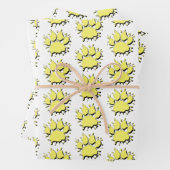 Gold Splatter Dog Paw-tekenpatroon Inpakpapier Vel (In situ)