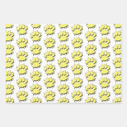 Gold Splatter Dog Paw-tekenpatroon Inpakpapier Vel (Voorkant)