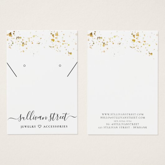 Gold Splatter Earring Ketting Display Kaart (Voorkant /achterkant)