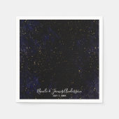 Gold Splatter Modern Chic Paarse Blauw Kosmische P Servetten (Voorkant)