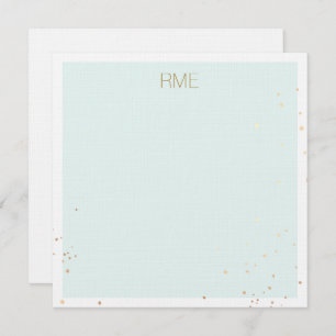 Gold Splatter Monogram Light Blue Note Card Notitiekaartje