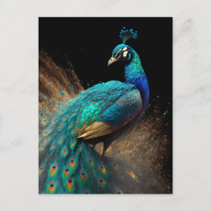 Gold Splatter Peacock Briefkaart