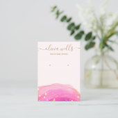 Gold Splatter Pink Waterverf Verdien beeldscherm B Visitekaartje (Staand voorkant)