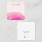 Gold Splatter Pink Waterverf Veroorbaar S Vierkante Visitekaartje (Voorkant / Achterkant)