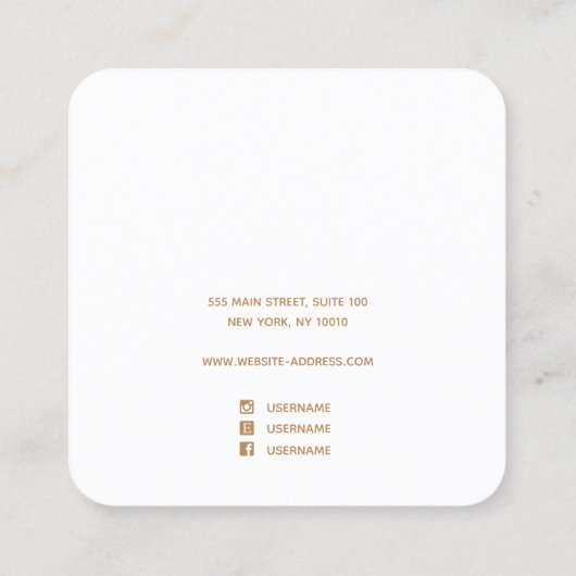 Gold Splatter Pink Waterverf Veroorbaar S Vierkante Visitekaartje (Achterkant)