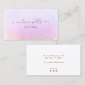 Gold Splatter Script Roze Abstracte Waterverf bus Visitekaartje (Voorkant / Achterkant)