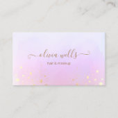 Gold Splatter Script Roze Abstracte Waterverf bus Visitekaartje (Voorkant)