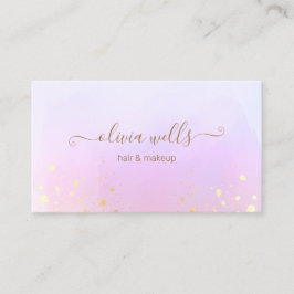 Gold Splatter Script Roze Abstracte Waterverf bus Visitekaartje