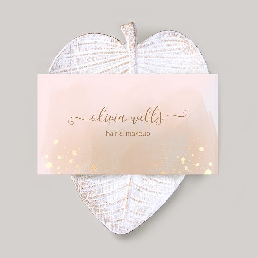 Gold Splatter Script Tan Abstracte Waterverf Visitekaartje
