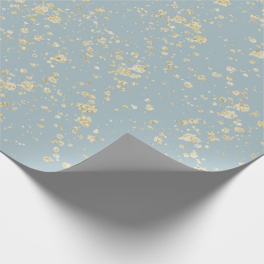 Gold Splatter Zee Foam Blauw Groen Grijs Glam Cadeaupapier (Hoek)