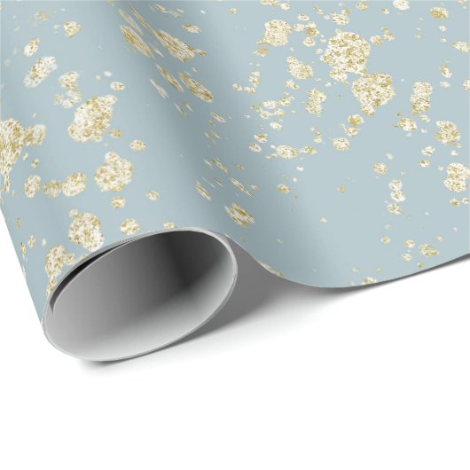 Gold Splatter Zee Foam Blauw Groen Grijs Glam Cadeaupapier (Rol Hoek)
