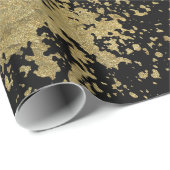 Gold-Spletters op zwart Cadeaupapier (Rol Hoek)