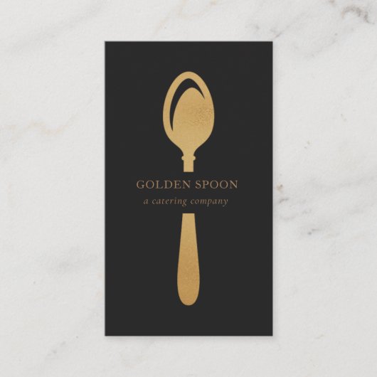 Gold Spoon Elegant folie Catering Bedrijf Visitekaartje (Voorkant)