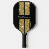 Gold Sport Racing Stripes Elegant Pickleball Paddle (Achterkant)