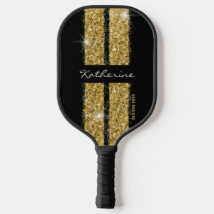 Gold Sport Racing Stripes Elegant Pickleball Paddle