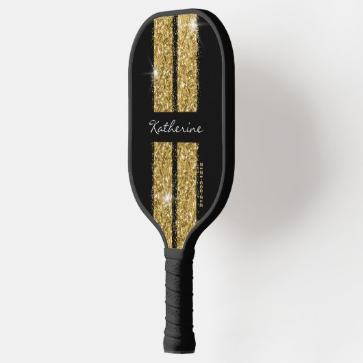 Gold Sport Racing Stripes Elegant Pickleball Paddle (Links)