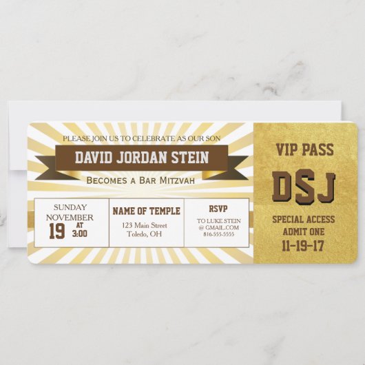 Gold Sports Theme Bar Mitswa Design Kaart (Voorkant)