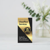Gold Spotlight op Chauffeur Driver Visitekaartje (Staand voorkant)