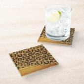 Gold Spots op Metal Glamor Cheetah Skin Glazen Onderzetter (Schuin)