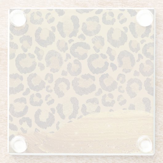 Gold Spots op Metal Glamor Cheetah Skin Glazen Onderzetter (Achterkant)