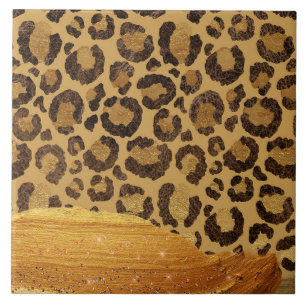 Gold Spots op Metal Glamor Cheetah Skin Tegeltje