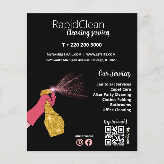 Gold Spray Cleaner Housekeeping Service Flyer (Voorkant)