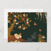 Gold Spring Floral Cherry Blossom Night Briefkaart (Voorkant / Achterkant)