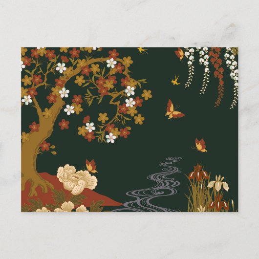 Gold Spring Floral Cherry Blossom Night Briefkaart (Voorkant)