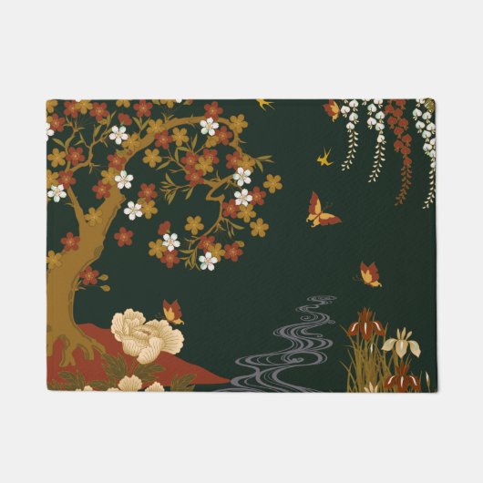Gold Spring Floral Cherry Blossom Night Deurmat (Voorkant)