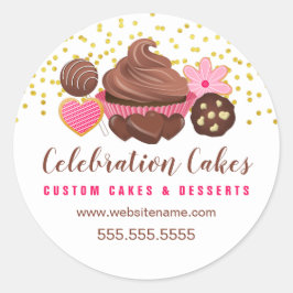 Gold Sprinkles Chocolate Cupcake Cake Poppen Koekj Ronde Sticker