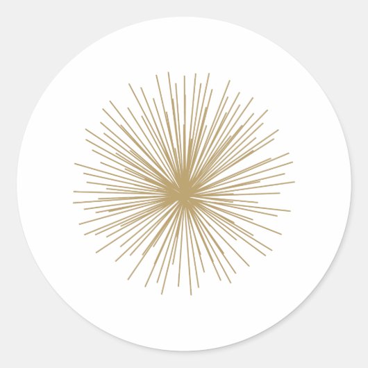 Gold Sputnik Starburst Ronde Sticker (Voorkant)