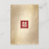 Gold Square Double Happiness Chic Chinese Wedding Informatiekaartje (Achterkant)