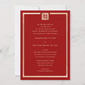 Gold Square Double Happiness Chic Chinese Wedding Kaart (Voorkant)