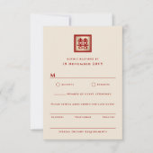 Gold Square Double Happiness Chic Chinese Wedding RSVP Kaartje (Voorkant)