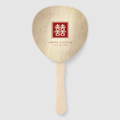Gold Square Double Happiness Chinese bruiloft Handwaaier (Voorkant)