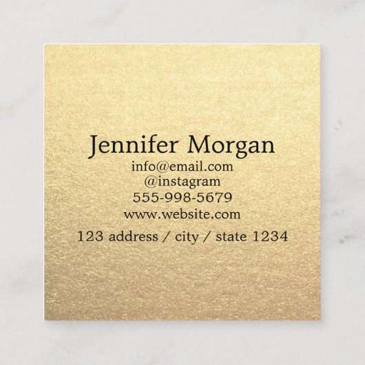 Gold Square voeg uw eigen logo metallisch metaal t Vierkante Visitekaartje (Achterkant)