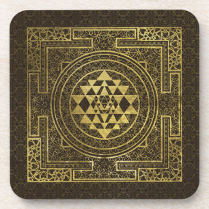 Gold Sri Yantra/Sri Chakra Drankjes Onderzetter