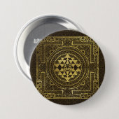 Gold Sri Yantra/Sri Chakra Ronde Button 7,6 Cm (Voorkant /achterkant)