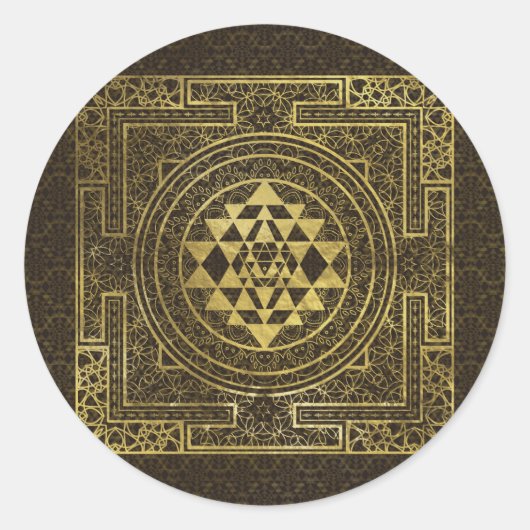 Gold Sri Yantra/Sri Chakra Ronde Sticker (Voorkant)