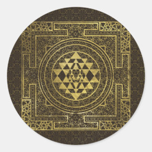 Gold Sri Yantra/Sri Chakra Ronde Sticker