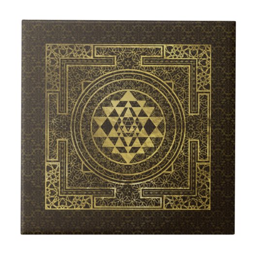 Gold Sri Yantra/Sri Chakra Tegeltje (Voorkant)