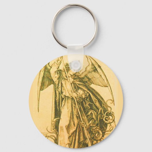 Gold St. Michael the Archangel Medieval Sleutelhanger (Voorkant)