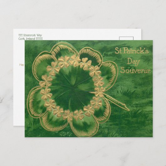  Gold St. Patrick's Day Shamrocks Feestdagenkaart (Voorkant / Achterkant)