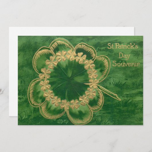 Gold St. Patrick's Day Shamrocks Feestdagenkaart (Voorkant / Achterkant)