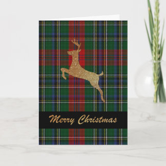 Gold Stag MacLean Plaid Kerst Wenskaart Feestdagen Kaart