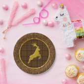 Gold Stag Pset en Herringbone Papieren Bordje (Feest)